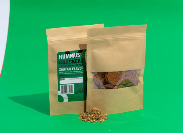 ProteinFruitPack's Zaatar Flavored Hummus Crackers with wild thyme, sesame seeds, and sumac